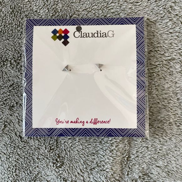 Claudia G Triangle Silver Earrings - Picture 1 of 4
